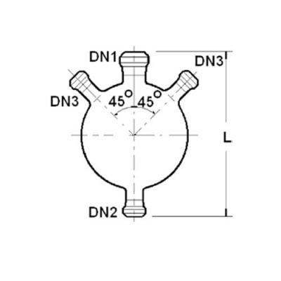 球形釜體, 四開口, 帶放料口，10~200L