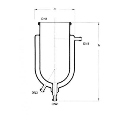 夾套反應釜體，帶底部放料口, 10L~100L